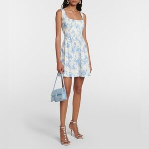 LoveShackFancy Lowery Linen Blend Mini Dress in Blue and White- Size 2